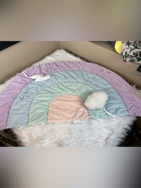 Pottery Barn Kids Pastel Rainbow Play Mat - Plush Baby Floor Blanket